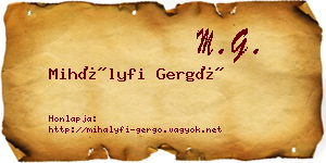 Mihályfi Gergő névjegykártya